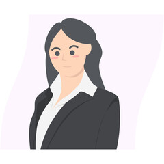 Professional Business Women Employment Avatar Long Hair Character