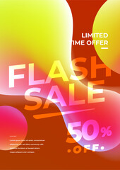 Modern flash sale poster template with colorful gradient design and text effect. Sale promotion offer deal ads flyer background