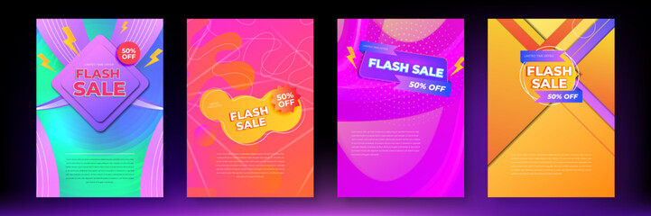 Set of flash sale banner template design for promotion poster