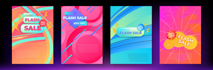 Set of flash sale banner template design for promotion poster