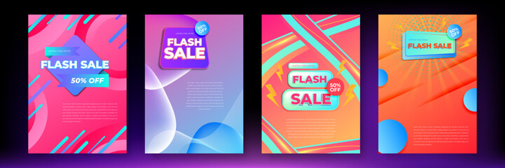 Set of flash sale banner template design for promotion poster