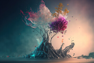 Tree with drops Generative AI