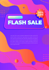 Modern gradient vertical sale poster template. Flash sale background. Big sale banner template design with colorful gradient