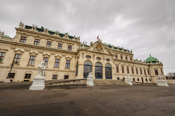 Fototapeta na wymiar Upper Belvedere palace and gardens in winter, Vienna, Austria - January 6, 2023