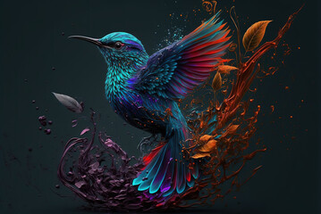 Obraz premium Blue and yellow macaw Generative AI