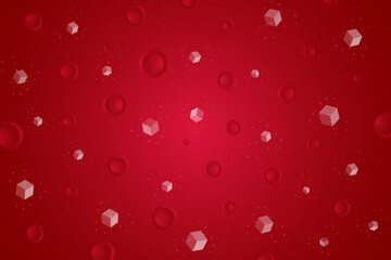 Blood background with sugar cells and erythrocytes. Abstract glucose pieces in red bloodstream. Diabetes day. Hyperglycemia and hypoglycemia banner concept. Diabetic disease diagnosis and hematology