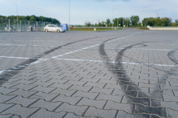 Fototapeta premium black marks from drift car tires