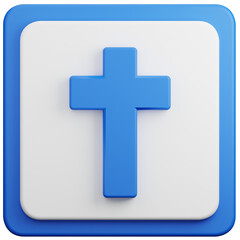 Blue white church sign 3D illustration