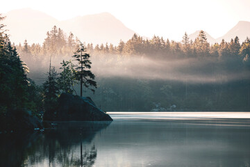 lake in the mountains of bavaria at sunrise
