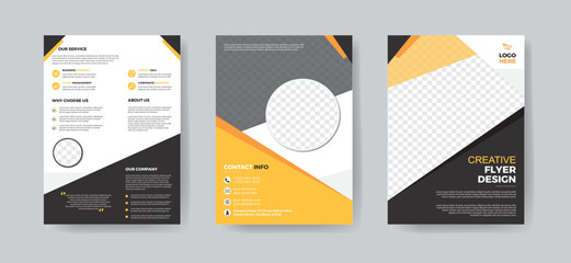 Creative business flyer template design set with blue, orange, red and yellow color. marketing, business proposal, promotion, advertise, publication, cover page. new digital marketing flyer set.