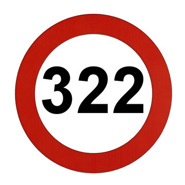 Illustration des Stra&szlig;enverkehrszeichens "Maximale Geschwindigkeit 322 Kilometer pro Stunde"	