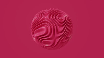 Ball with organic texture, magenta color, 3D generated