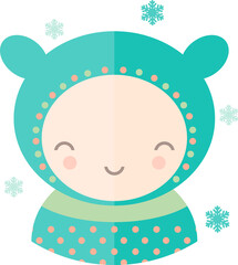 Cute baby in a hat, avatar with a snowflakes