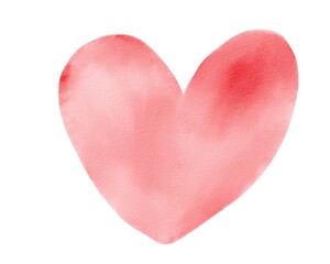 Valentine watercolor heart. Romantic Hand drawn watercolor illustration isolated on white background