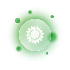 Glass morphism green flower icon