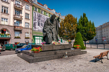 Monument of John Paul II at St. Joseph's Square. Kalisz, Greater Poland Voivodeship, Poland.