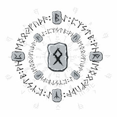 Viking runes circles stone wallpaper