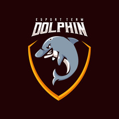 Dolphin esport logo design illustration vector