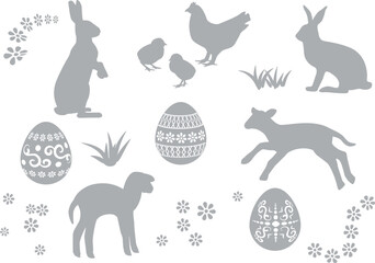 Ostern Vektor Osterhase Lamm Kücken Ostereier 