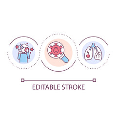 Respiratory tract infection loop concept icon. Pulmonary disease. Contagious virus. Influenza abstract idea thin line illustration. Isolated outline drawing. Editable stroke. Arial font used