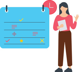 Woman Work Plan Management illustration, Work Plan Scheduling flat illustration, Work Plan calendar illustration, Work Plan Strategy concept illustration
