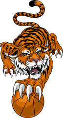 Tiger Basketball Ball Animal Sports Team Mascot