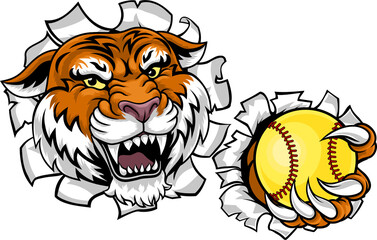 Tiger Softball Animal Sports Team Mascot
