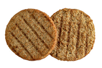 steaks de soja et blé en gros plan isolé sur un fond blanc