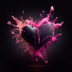 Fototapeta na wymiar Fuchsia pink and black Love heart Saint Valentine's Day