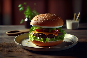Hamburger, Cheeseburger Fast food (ai generated)