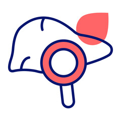 Liver with magnifier icon, medical checkup vector design