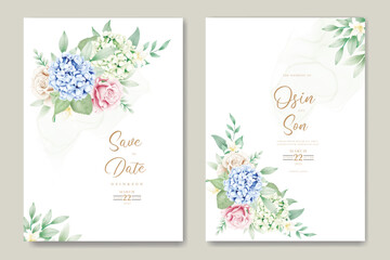 Fototapeta na wymiar Elegant Floral Hydrangea Wedding Invitation Card