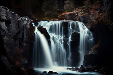 Waterfall Nature forest landscape (ai generated)