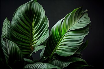Leaves of Spathiphyllum, closed up nature plant (ai generated)