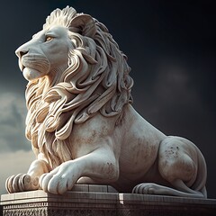 statue of lion - obrazy, fototapety, plakaty