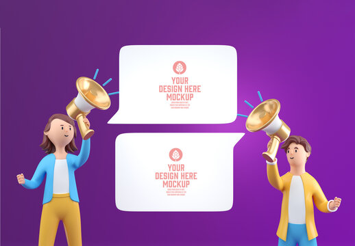 Man Announcement Through Megaphone Mockup