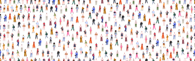 Fototapeta na wymiar Group of people standing together banner. Diversity and equality unity concept. Flat vector illustration isolated on white background.