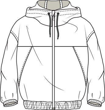 white jacket with hood front view clip art preview