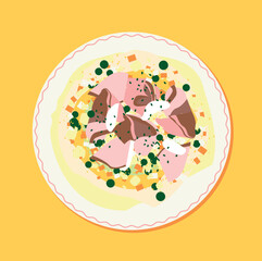 illustration of a bowl of vegetables. vector vegetable salad