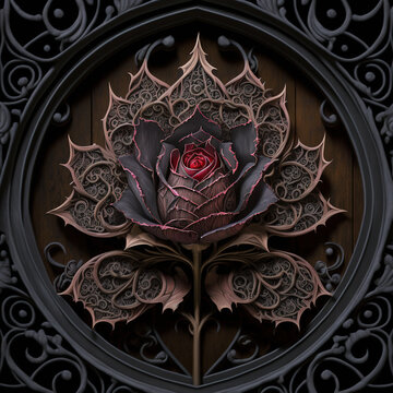 Beautiful Gothic Paper Rose Design - Generative AI
