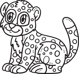 Baby Cheetah Isolated Coloring Page for Kids