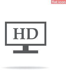 Simple hd video icon. Minimalism, vector illustration. Silhouette icon.
