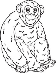 Mother Chimpanzee Isolated Coloring Page for Kids