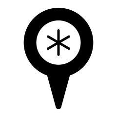 Navigation map pointer with medical sign, vector icon of hospital location