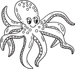 Mother Octopus Isolated Coloring Page for Kids