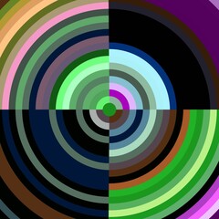 Colorful circles, swirls, round lines, target, abstract background