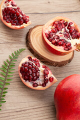 Piece of Fresh ripe pomegranate isolated