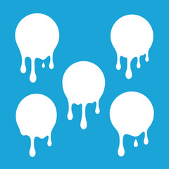 Dripping liquid. milk design with drips. fluid splashes. White paint blobs, yogurt dessert dripping fluid splashes vector set