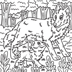 Mother Wolf and Baby Wolf Coloring Page for Kids