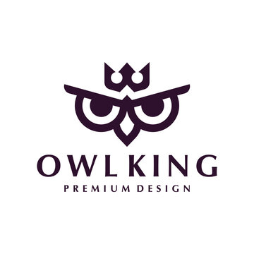 Crowned Ghost Owl Logo Design, a regal and mysterious representation of the ghost owl as king